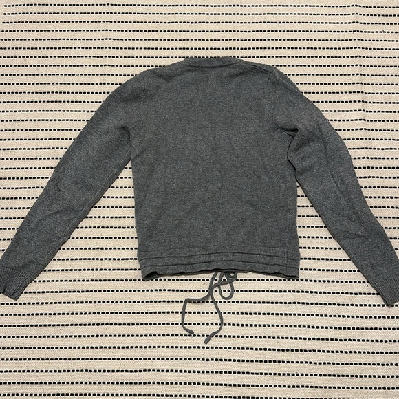 Heartloom Gray Cozy Crewneck Sweater Knit with a Waist Band Tie - Picture 5 of 5